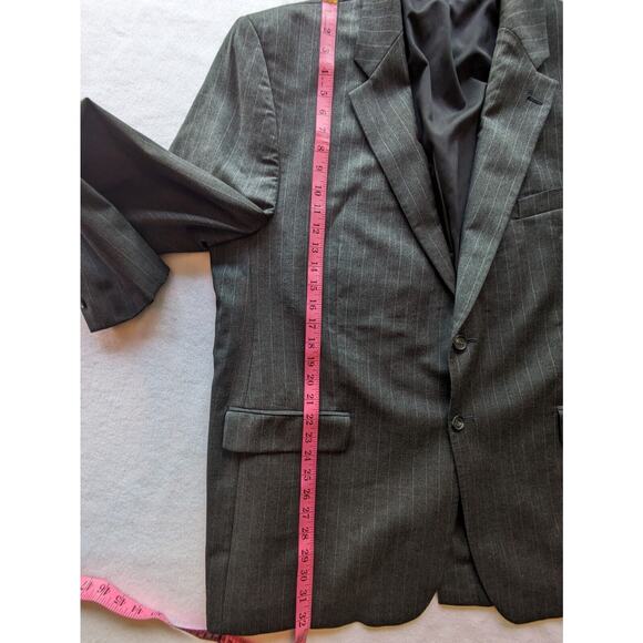 RALPH LAUREN blazer Men's Sz 48 100% WOOL SPORT COAT Gray Pinstriped suit jacket - Picture 2 of 11